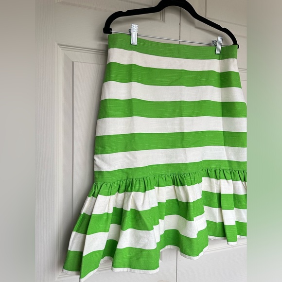 Kate Spade Señorita striped skirt cream green sprout stylish size 10 - Picture 6 of 16